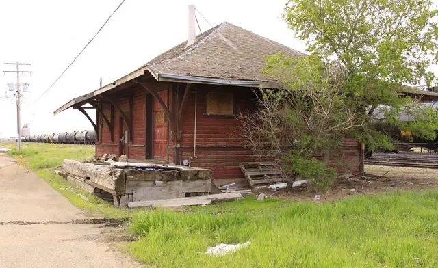 Old train station beside the tracks
