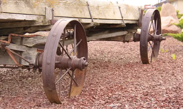Old wagon wheels